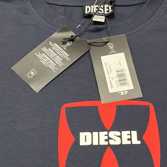 Diesel TShirt Mens L T Diegor K47 Midnight Blue Logo Short Sleeve Casual - Picture 6 of 10